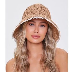 FOREVER 21 | 👒 Boho Chic Lace Trim 10% Paper Woven Lace Trim Summer Sun Hat